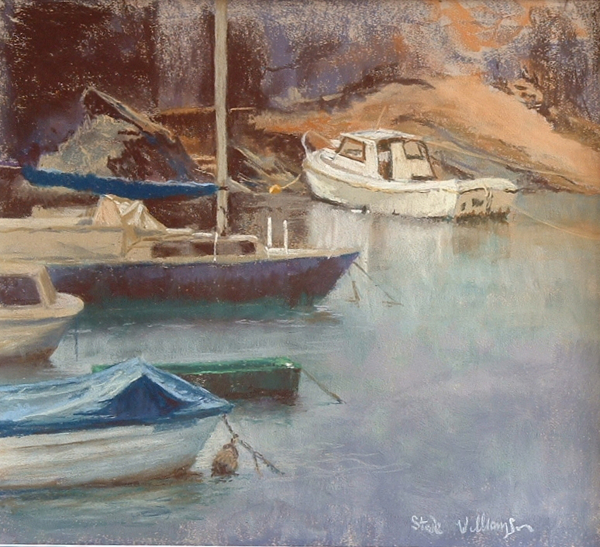 Painting entitled Amlwch Harbour by Steve Williamson