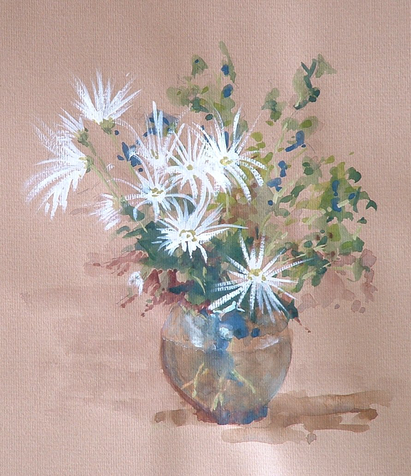 Painting entitled White Chrysanthemums by Steve Williamson Painting entitled White Chrysanthemums by Steve Williamson